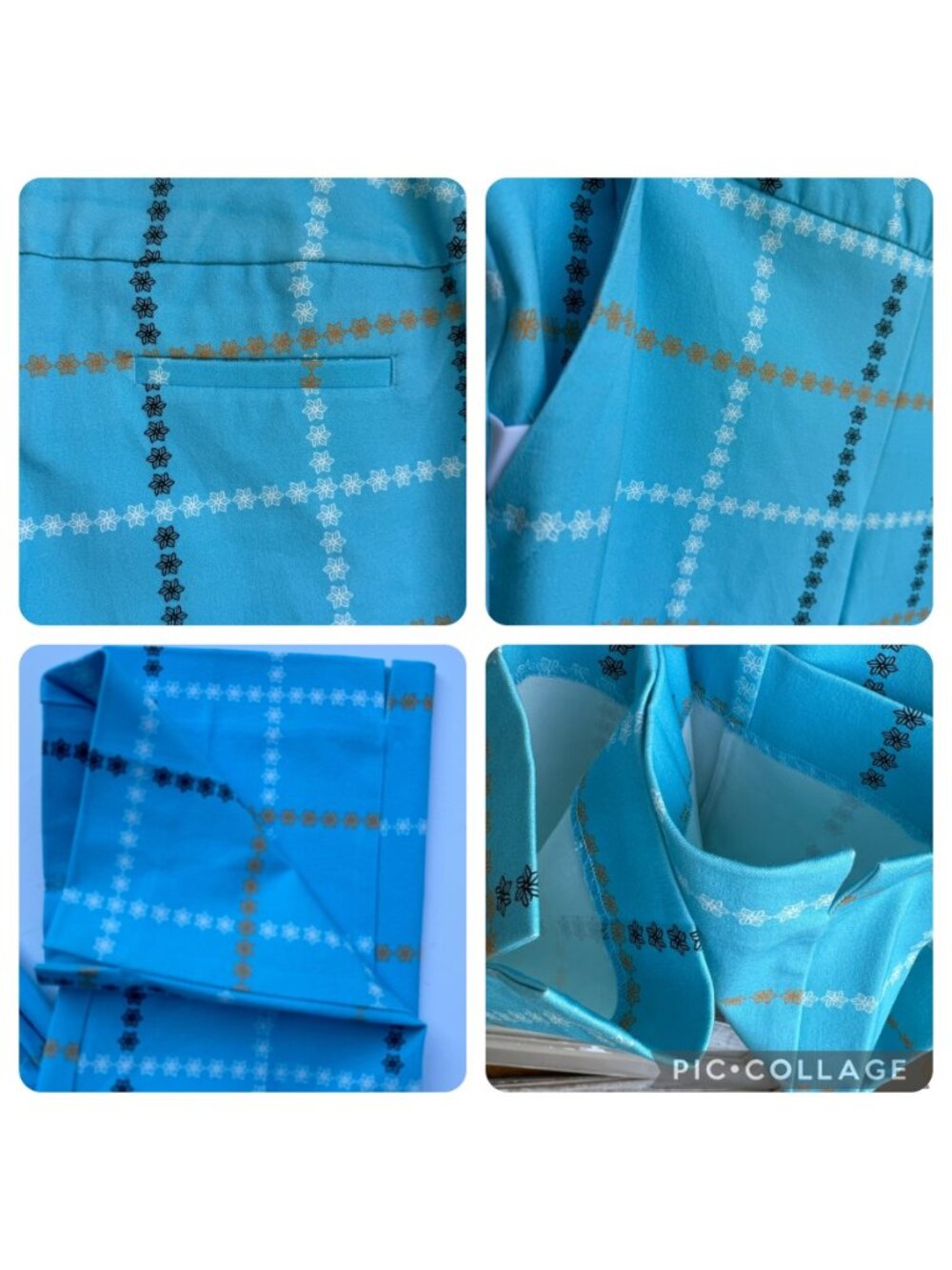 Inspired Style Ankle Pants Aqua Blue Check Size 10 Pockets Cotton Blend $124 NEW - Picture 4 of 16
